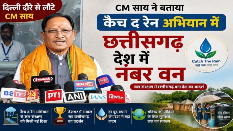 दिल्ली दौरे से लौटते ही CM Sai’ ने दी खुशखबरी, ‘कैच द रेन’ में छत्तीसगढ़ का शानदार प्रदर्शन